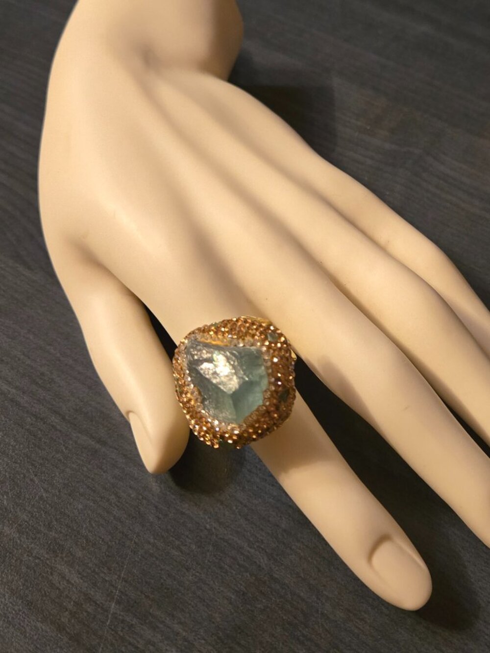 Stunning Brutalist Agate Geode Stone Open Ring